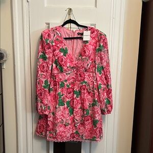 Floral Pink and Green Dress